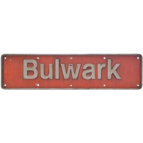 111 - A nameplate, BULWARK, from a BR Class 50 diesel electric No D441 built by English Electric/Vulcan Fo... 