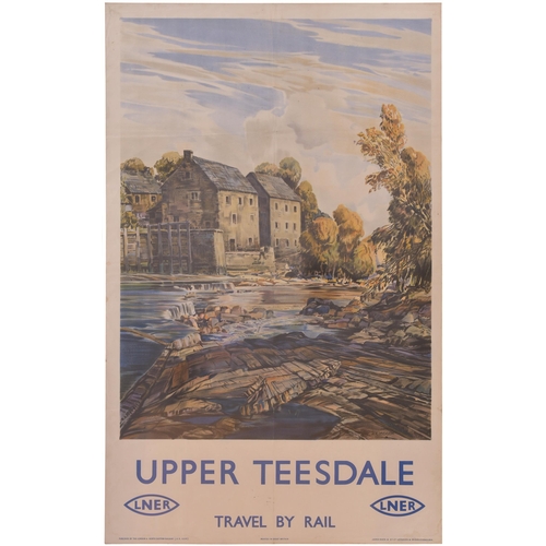 116 - An LNER double royal poster, UPPER TEESIDE, by J.C. Moody, a view of riverside mills west of Barnard... 