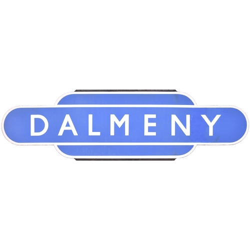 121 - A BR(Sc) totem sign, DALMENY, (h/f), the station at the south end of the Forth Bridge. Excellent col... 