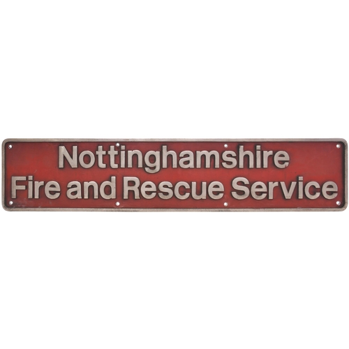 130 - A nameplate, NOTTINGHAMSHIRE FIRE AND RESCUE SERVICE, from Class 43 HST power car No 43067, later re... 