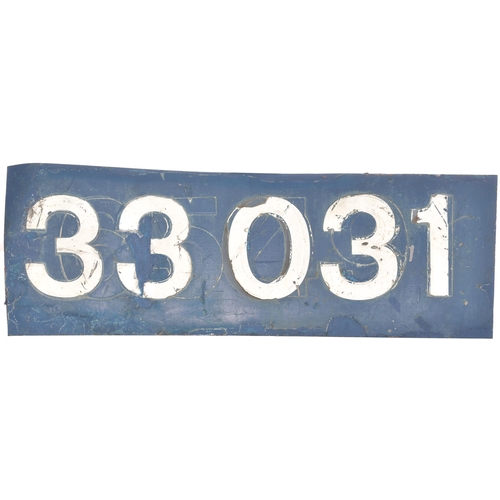 134 - A flamecut panel, 33 031, from a BR Class 33 No D6549 built by Birmingham RC&W, Works No DEL141, in ... 