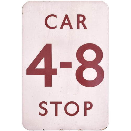 141 - A BR(M) station sign, 4-8 CAR STOP, (f/f), enamel, 12