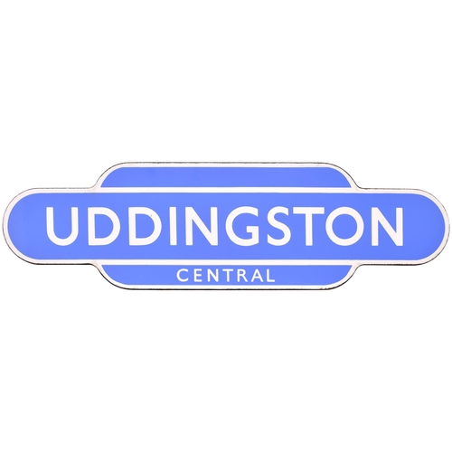 145 - A BR(Sc) totem sign, UDDINGSTON CENTRAL, (f/f), from the West Coast Main Line, between Carstairs and... 