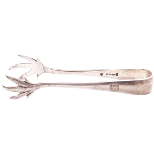 150 - A pair of Pullman Car Company Limited sugar tongs, with bird claw grips, silver plate, length 5¼