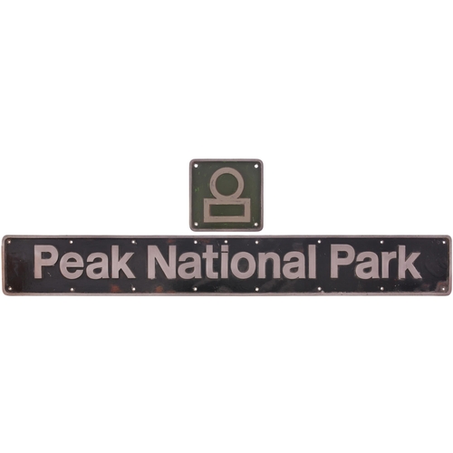 159 - A nameplate, PEAK NATIONAL PARK, together with its badge depicting the logo of the Park Authority, f... 