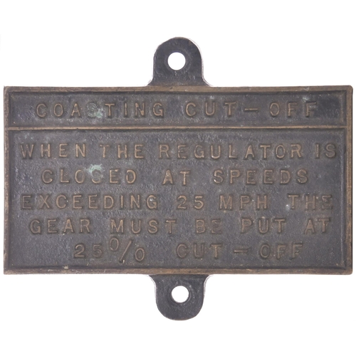 164 - An LNER Coasting / Cut-Off plate from a B17 class locomotive. Cast brass, 5½