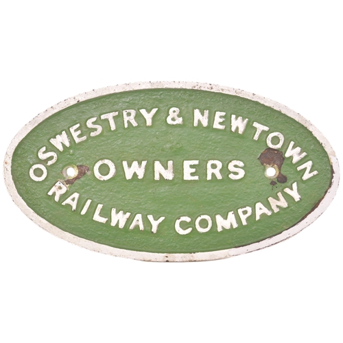 169 - An Oswestry and Newtown Railway wagon owners plate, cast iron, 10