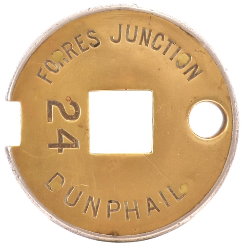 170 - A Tyers No 6 single line tablet, FORRES JUNCTION-DUNPHAIL, (brass/alloy), from the Highland Railway'... 