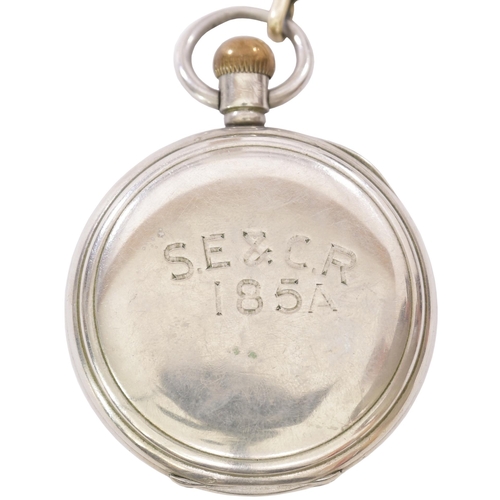 178 - A South Eastern and Chatham Railway pocket watch with 15 jewel movement by the American Waltham Watc... 