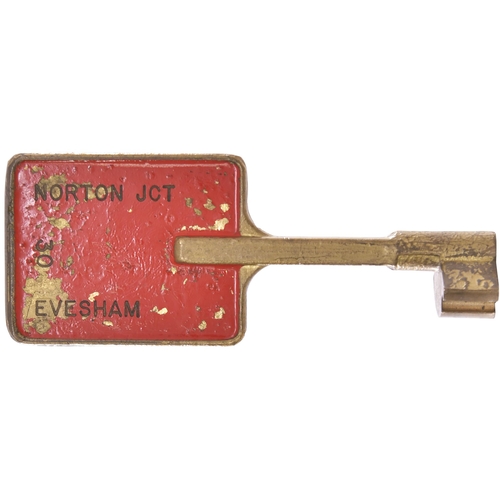 195 - A single line key token, NORTON JCT-EVESHAM, (brass), from the Oxford to Worcester route. (Postage B... 