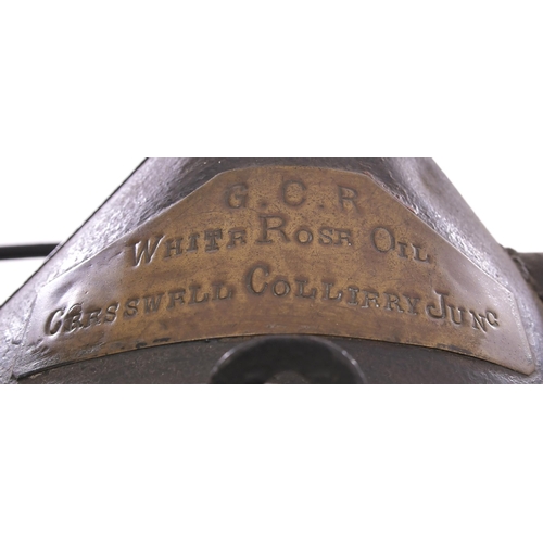 203 - A Great Central Railway oil can with a brass plate, GCR, WHITE ROSE OIL, CRESWELL COLLIERY JUNC, the... 