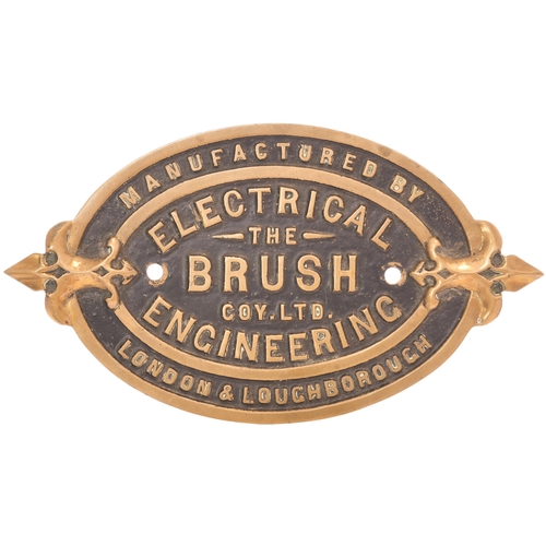 211 - An early builders plate, BRUSH ELECTRICAL ENGINEERING Co, LONDON & LOUGHBOROUGH. Cast brass with dec... 