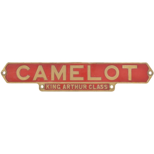 214 - A nameplate, CAMELOT, with King Arthur Class appendage below, from the London & South Western Railwa... 