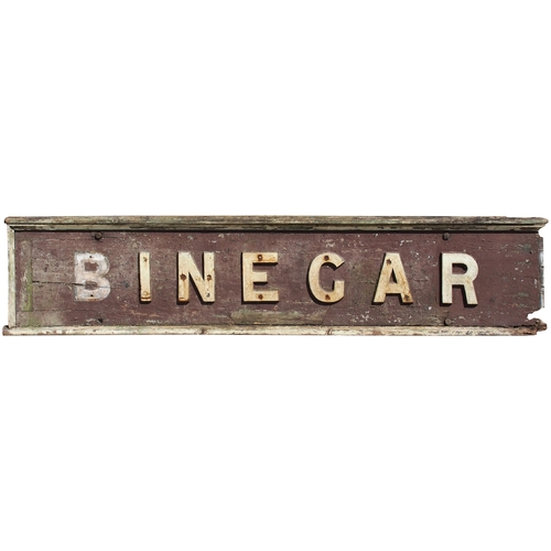 217 - A signal box nameboard, BINEGAR, from the Somerset and Dorset Joint Lines Bath Green Park to Shepton... 