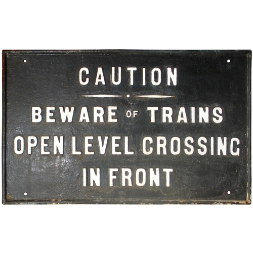 226 - A Burry Port and Gwendraeth Valley Railway warning notice, CAUTION, BEWARE OF TRAINS, OPEN LEVEL CRO... 