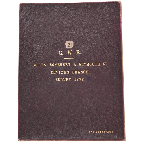 228 - A set of plans, GWR Wilts, Somerset and Weymouth Railway, Devizes Branch, Survey 1878, Engineers Cop... 