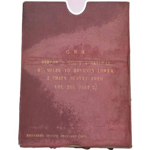 230 - A set of plans, GWR, Brecon and Merthyr Railway, 1929 Survey, showing 8½ Miles-Rhymney Lower, includ... 