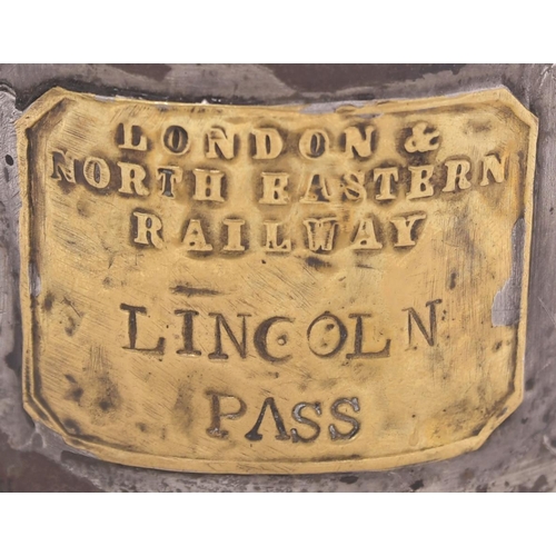 279 - An LNER three aspect handlamp with brass plate, LINCOLN, PASS, complete with interior fittings. The ... 