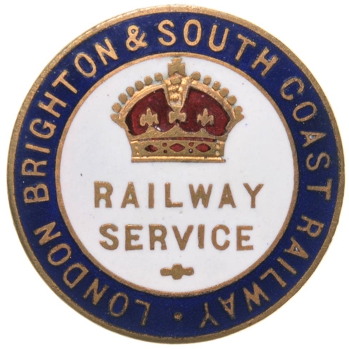 396 - A London, Brighton and South Coast Railway First World War Railway Service badge, brass/enamel, 1