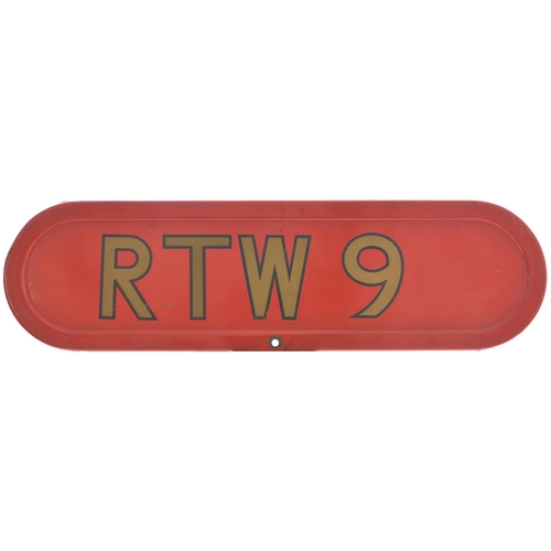 482 - A London Transport bus bonnet plate, RTW 9, 20½