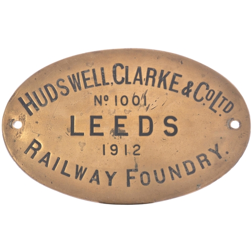 484 - A worksplate, HUDSWELL CLARKE 1001, 1912, from a standard gauge 0-6-0T new to the Manchester Ship Ca... 