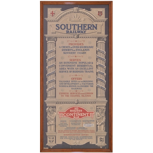 485 - A Southern Railway advertising panel, promoting the facilities provided by the company, dated 1924. ... 