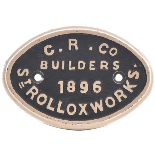 496 - A Caledonian Railway wagonplate, C.R. Co BUILDERS, ST ROLLOX WORKS, 1896. Cast iron, 6½