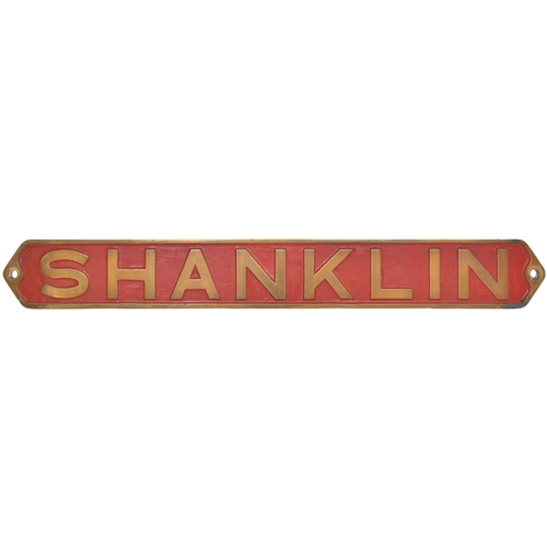 65 - A nameplate, SHANKLIN, from the London & South Western Railway O2 Class 0-4-4T No 211 built at Nine ... 