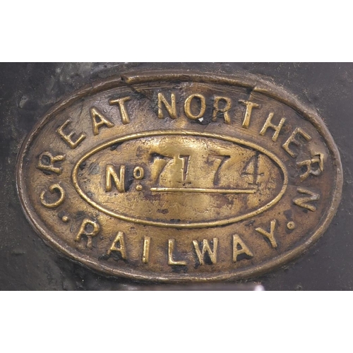 68 - A GNR signal lamp case, with interior, the case with copper plate QUARRINGTON, a box between Rauceby... 