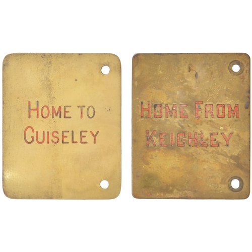 69 - A pair of Midland Railway signal lever plates, HOME FROM KEIGHLEY, also, HOME FROM GUISELEY (SIGNAL ... 