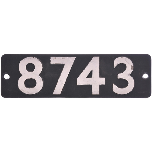 74 - A smokebox numberplate, 8743, from a GWR 5700 Class 0-6-0PT built by Bagnall, Works No 2440, in June... 