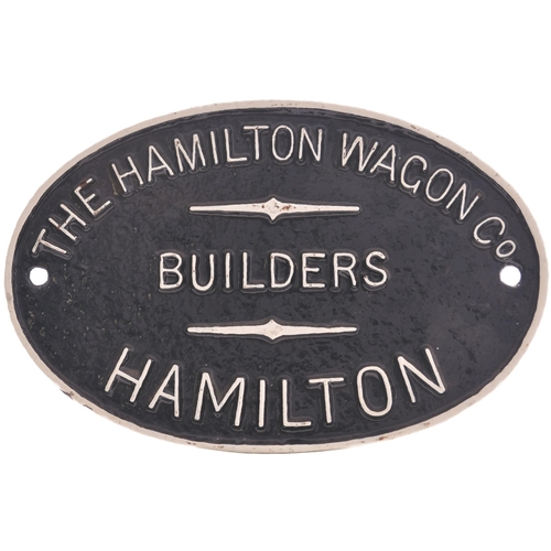 83 - A wagonplate, THE HAMILTON WAGON Co, BUILDERS, HAMILTON. Cast iron, 10¼