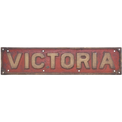 96 - A nameplate, VICTORIA, from a Lowca Class A standard gauge 0-4-0ST built at the Lowca Works at White... 