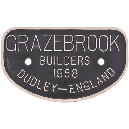 97 - A wagon builders plate, GRAZEBROOK BUILDERS 1958, DUDLEY - ENGLAND, cast iron, 12