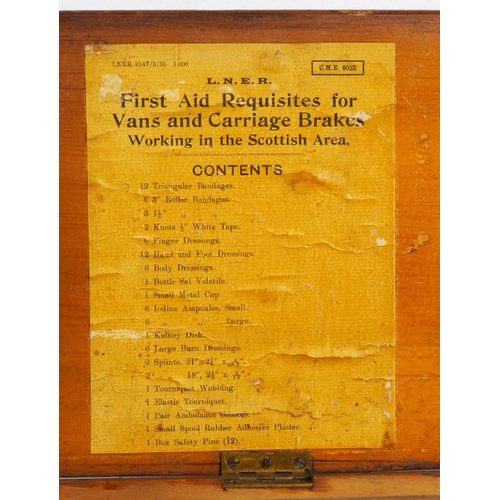 17 - London North Eastern Railway first aid wooden box, no content however with all internal labels. (Dis... 