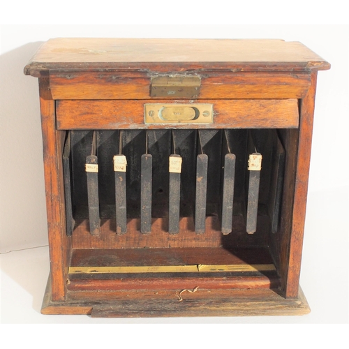 557 - London North Western Railway small tambour fronted oak ticket cabinet, complete with internal racks,... 