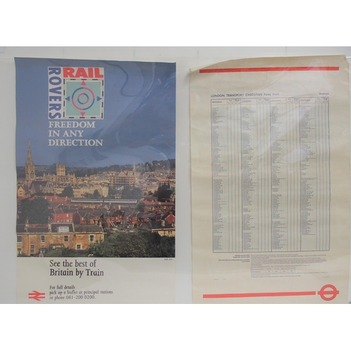 567 - Quantity of rolled railway posters etc from 1980/90's, LMR route maps, Rail Rover, Arum Valley, Ffes... 