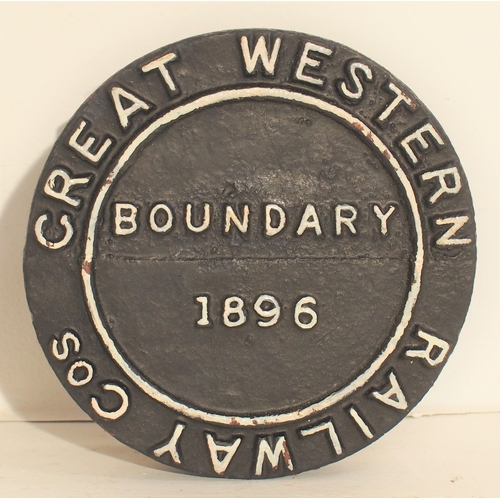 87 - Great Western Railway C/I boundary post head of 1896, neatly removed from post & repainted - excelle... 