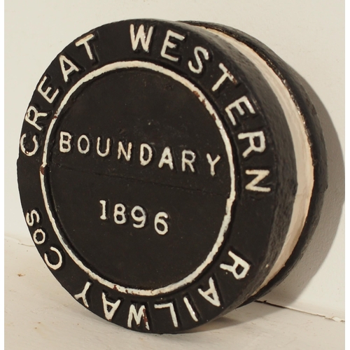 87 - Great Western Railway C/I boundary post head of 1896, neatly removed from post & repainted - excelle... 