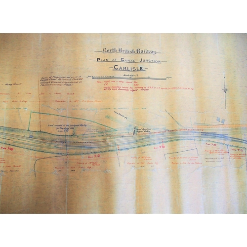 193 - North British Railway rolled plan on heavy linen of Canal Junction Carlisle, 45