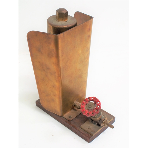 208 - Great Western Railway steam running whistle mounted on hardwood stand with brass fabricated deflecto... 