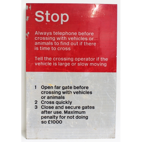 221 - British Rail occupation level crossing alloy warning notice, 24