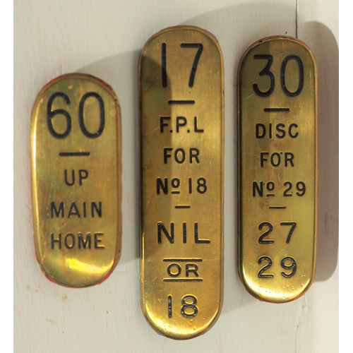 32 - Great Western Railway brass signal box lever plates - 