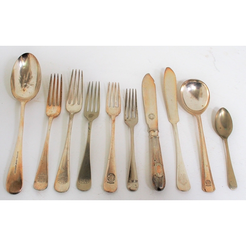 Selection of Great Western Railway plated cutlery including Fishguard Bay Hotel, Luncheon Basket Fork, Bristol Joint Station spoon with GWR Hotels crest, BR(W) Hostels tea spoon. (10) (Postage Band: B)