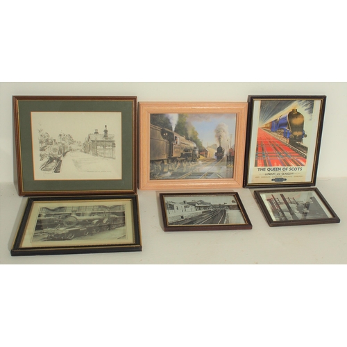 51 - Selection of modern framed prints, photographs, tinplate signs, slate advert. (19) (Dispatch by Mail... 