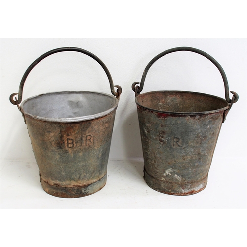 589 - Southern Railway & British Railways embossed galvanized buckets, both good un holed condition. (2) (... 