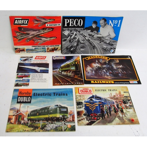 596 - Quantity of model railway catalogues, Airfix kits, Hornby, Mainline, Hornby Dublo, Tri-ang, Peco. (P... 