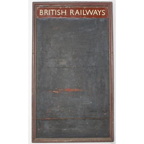 Great Western Railway (branded) wooden notice board with BR(W) enamel "BRITISH RAILWAYS" header, 30 1/2"x 53", good solid ex service condition. (Dispatch by Mailboxes/Collect from Banbury Depot)