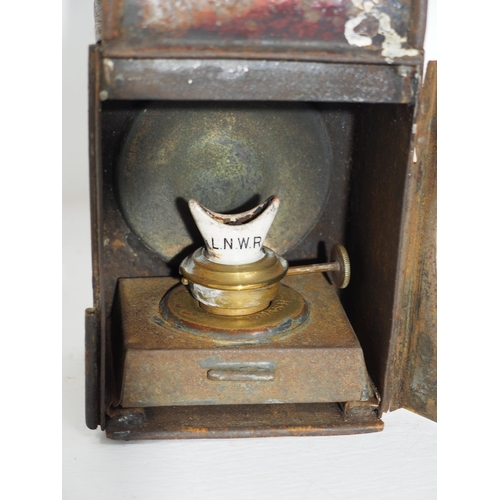 72 - London North Western Railway small general purpose handlamp, very old, complete with LNWR wick assem... 