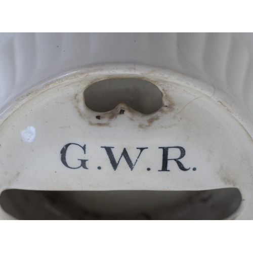 73 - Great Western Railway china water pot for copying press & brush, good condition. (2) (Dispatch by Ma... 